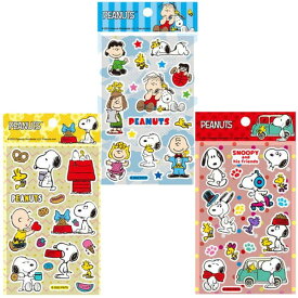 スヌーピー SNOOPY PEANUTS シール ぷっくり 立体 ピーナツ チャーリー・ブラウン ウッドストック 3種類 各1枚 セット 送料無料