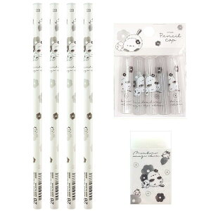 のんびりえながちゃん フラワー シマエナガ 2B 丸軸 鉛筆 4本 消しゴム 1個 鉛筆キャップ(5本組) 1個