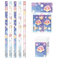 星のカービィ Twinkling Stars 2B 丸軸 鉛筆 4本 赤鉛筆 1本 消しゴム 1個 鉛筆キャップ(5本組) 1個 セッ…