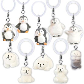 ワンポイントチャーム フロッキー ミニミニ 水族館 めじるしチャーム 目印 めじるしアクセサリー 傘 ペットボトル ぺんぎん らっこ しろくま 全長6cm