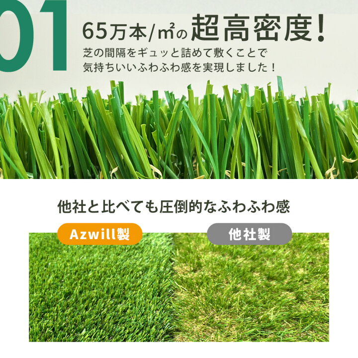 楽天市場】【防炎物品】 Azwill 多機能人工芝 防草シート 芝丈40mm 