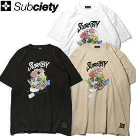 tシャツ Subciety サブサエティ SKULL FLOWER SS TEE Black White Beige 半袖Tシャツ カットソー メンズ レディース