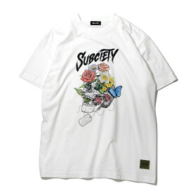 tシャツ Subciety サブサエティ SKULL FLOWER SS TEE Black White Beige 半袖Tシャツ カットソー メンズ レディース