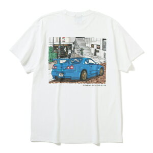 t�V���c STORMY x NISSAN GT-R 34 T-shirts White ����T�V���c �J�b�g�\�[ ���Y �R���{���[�V�����A�C�e�� �����Y ���f�B�[�X�y�䂤�p�P�b�g�����Ή����i�z