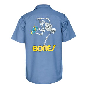 �V���c POWELL PERALTA �p�E�G���y�����^ Work Shirt Skeleton Postal Blue ���� �J�W���A���V���c ���[�N�V���c �����Y ���f�B�[�X