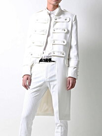 【GalaabenD / ガラアーベント】 ハイブリットフレンチツイル ロングナポレオンコート - OFF WHITE