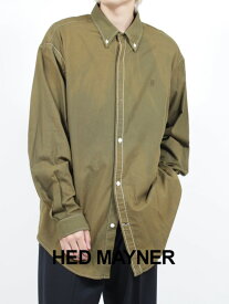 【HED MAYNER / ヘド メイナー】 【23AW】ブリーチ スイッチング シャツ / SWITCHED BUTTONED SHIRT / カーキ