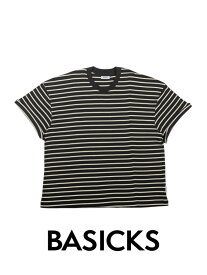 【BASICKS / ベイシックス】 【24SS】オーバーサイズ ストライプ Tシャツ / OVERSIZED STRIPE T-SHIRT / ブラック