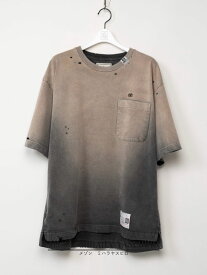 【Maison MIHARA YASUHIRO / メゾン ミハラヤスヒロ】 【24SS】ワンポイント エンブロイダリー ダメージ ポケット Tシャツ / SUN FADED TEE / ブラック