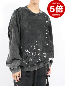 ԌP5{yMaison MIHARA YASUHIRO / ] ~nXqz y25AWzXebJ[fUC u[` XEFbg vI[o[ / EMBELLISHED BLEACHED SWEATSHIRT / ubN
