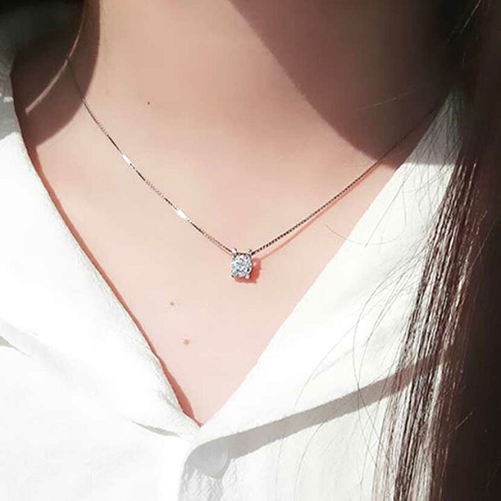 楽天市場】ネックレス キュービックジルコニア 約1.38ct 1粒 シルバー 