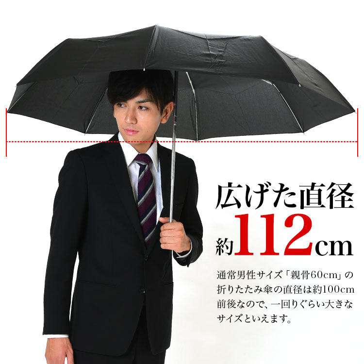 折りたたみ傘 自動開閉 傘 メンズ 大きい ワンタッチ 65cm ブラック/ネイビー