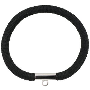 アクセサリパーツ 金具 ヘアーゴム カン付き 銀色シルバー 黒ゴム 1コ入り