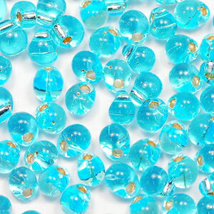 ドロップビーズ 3.4×4mm アクアマリンインラインシルバー