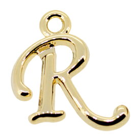 アルファベット イニシャル チャーム Rの文字 ゴールドカラー メタルパーツ 16KG金メッキ
