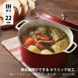 パール金属 無水調理ができる セラミック加工 IH対応 両手鍋 22cm HB 