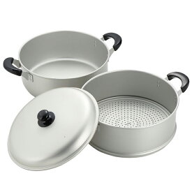 パール金属 ニューセレット アルミ2段蒸し器 30cm H-2419 2段 大容量 蒸し料理 調理器具 キッチン アルミ ガス 軽量 天津 餅米 行事 イベント 地蔵盆 お祭り 買い替え 常備 予備 シンプル スタイリッシュ おしゃれ 鍋 ナベ 熱伝導に優れた