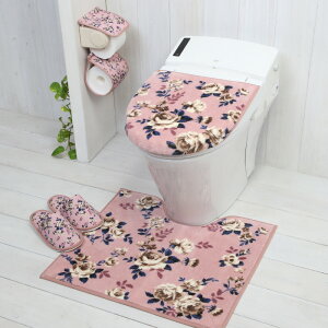 ヨコズナ ピースローズ 兼用フタカバー ピンク 【トイレファブリック トイレタリー 薔薇 花柄 普通便座 暖房便座 おしゃれ 新生活】