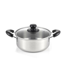 ヨシカワ オール熱源対応 クックルック ベーシック 両手鍋 20cm SJ3773 ステンレス　IH/ガス火対応