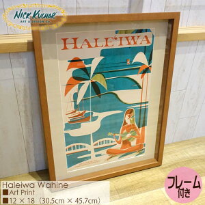 Nick Kuchar jbNJb`[ Haleiwa Wahine Art Print MATTED PRINTS Hawaii Travel Print }bgvg A[gvg nCgxvg t[t VO}bgdグ zZbg G nC 