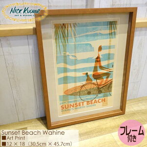 Nick Kuchar jbNJb`[ Sunset Beach Wahine Art Print MATTED PRINTS Hawaii Travel Print }bgvg A[gvg nCgxvg t[t VO}bgdグ zZbg G n