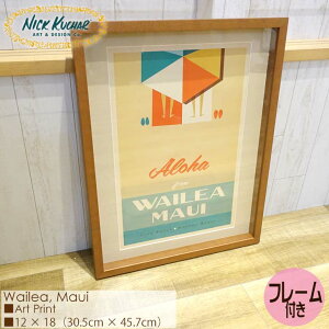 Nick Kuchar jbNJb`[ Wailea Maui Art Print MATTED PRINTS Hawaii Travel Print }bgvg A[gvg nCgxvg t[t VO}bgdグ zZbg G nC 