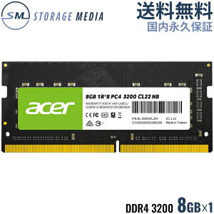 Acer DDR4 3200 8GB SO-DIMM PC4-25600 CL22 260pin VO SD100-8GB-3200-1R8yK̔㗝XzyVizyivۏ؁z