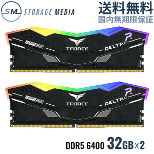 y񂹁zDDR5 fXNgbvp 64GB (32GB×2) 6400MHz FF7D564G6400HC34EDC01-EC ivۏ DELTA RGB DDR5 DESKTOP MEMORY BLACK
