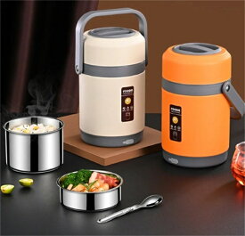 【送料無料】"保温ランチジャー 弁当箱炊飯器 保温弁当箱 加熱お弁当ボックス お弁当箱 静音・無味 USB電動弁用ボックス ポータブル 丼ぶり型 定温保温65℃ 電熱弁当箱 2段式電気加熱式弁当箱 水必要なし 304ステンレス鋼 サーモス USB加熱 車載用＆通勤用