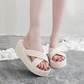 【送料無料】 ビーチサンダル レディース 厚底 ミュール スリッパ 女の子 ヒール6cm 滑り止め 履きやすい フラット フィットサンダル 厚底サンダル 厚底スリッパ 可愛い 海 痛くない 疲れない 脱げない 軽量 春夏 大きいサイズ 22.5cm-25.0cm