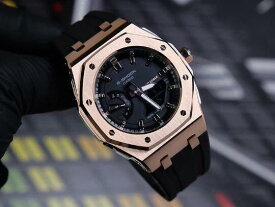 G-shock GMA-S2100-1A 　 小さめ カシオーク　カスタマイズ ステンレスケース　ラバーストラップ　ローズゴールド