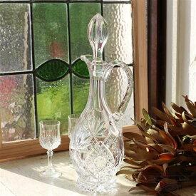 L3306-175 送料込！英国アンティーク デキャンタ アンティークガラス カットグラス 花器 イギリス