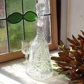 L3306-167-9 送料込！英国アンティーク デキャンタ アンティークガラス カットグラス 花器 イギリス