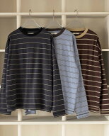 【26Pre Fall】【即納】anuke（アンヌーク）Border Loose Long T-shirts　ボーダールーズロングTシャツ（…