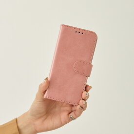 [ネコポス可] スマホケース 手帳型 カードポケット付き 合成皮革 ピンク くすみカラー iPhoneケース ( 13 / 13pro / 14 / 14pro ) 45120574