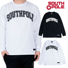 【セール】 SOUTHPOLE 長袖Tシャツ カレッジロゴ メンズ ヘビーウェイト 綿100 ブラック ホワイト L XL 2XL 3XL 大きいサイズ ビッグサイズ B系 ストリート ヒップホップ ダンス 衣装 ファッション