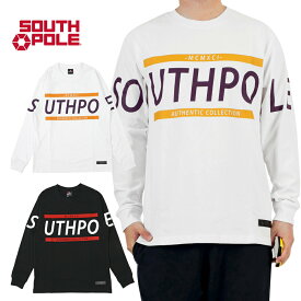 【セール】 SOUTHPOLE 長袖Tシャツ デカロゴ メンズ b系 ヘビーウェイト 綿100 白 黒 大きいサイズ 正規品 11931003