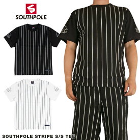 【セール】 SOUTHPOLE 半袖Tシャツ ストライプ メンズ b系 ヘビーウェイト 綿100 黒/白 大きいサイズ 正規品 11922052