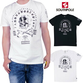 【セール】 SOUTHPOLE 半袖Tシャツ メタリック メンズ b系 コットン 黒/白 大きいサイズ インポート 正規品