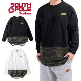 【セール】 SOUTHPOLE 長袖Tシャツ ロング丈 メンズ b系 ヘビーウェイト 綿100 黒/白 大きいサイズ 正規品 11731009