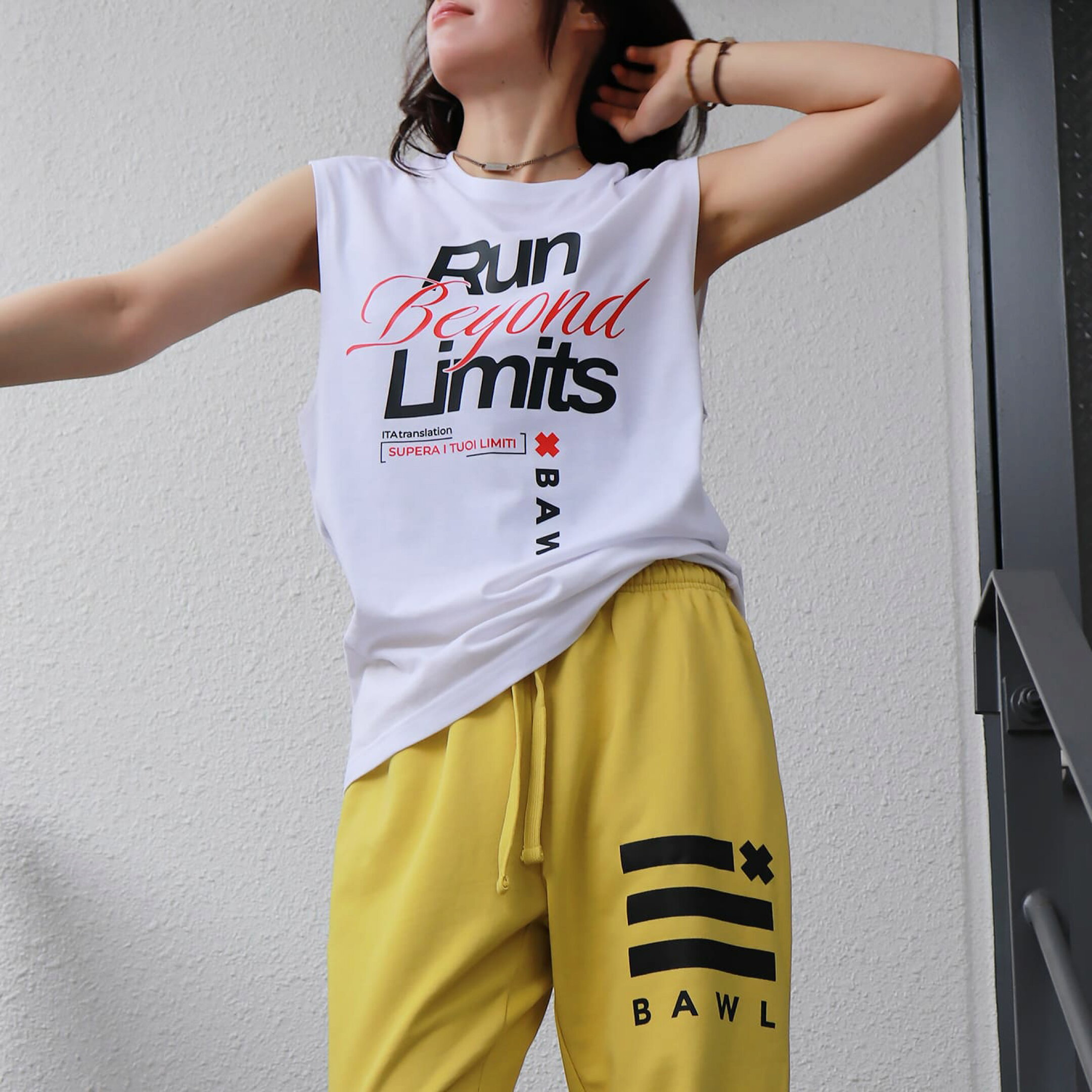 BAWL Tシャツ レディース 速乾 ストレッチ素材 フィットネスウェア ダンス エクササイズ ジムコーデ