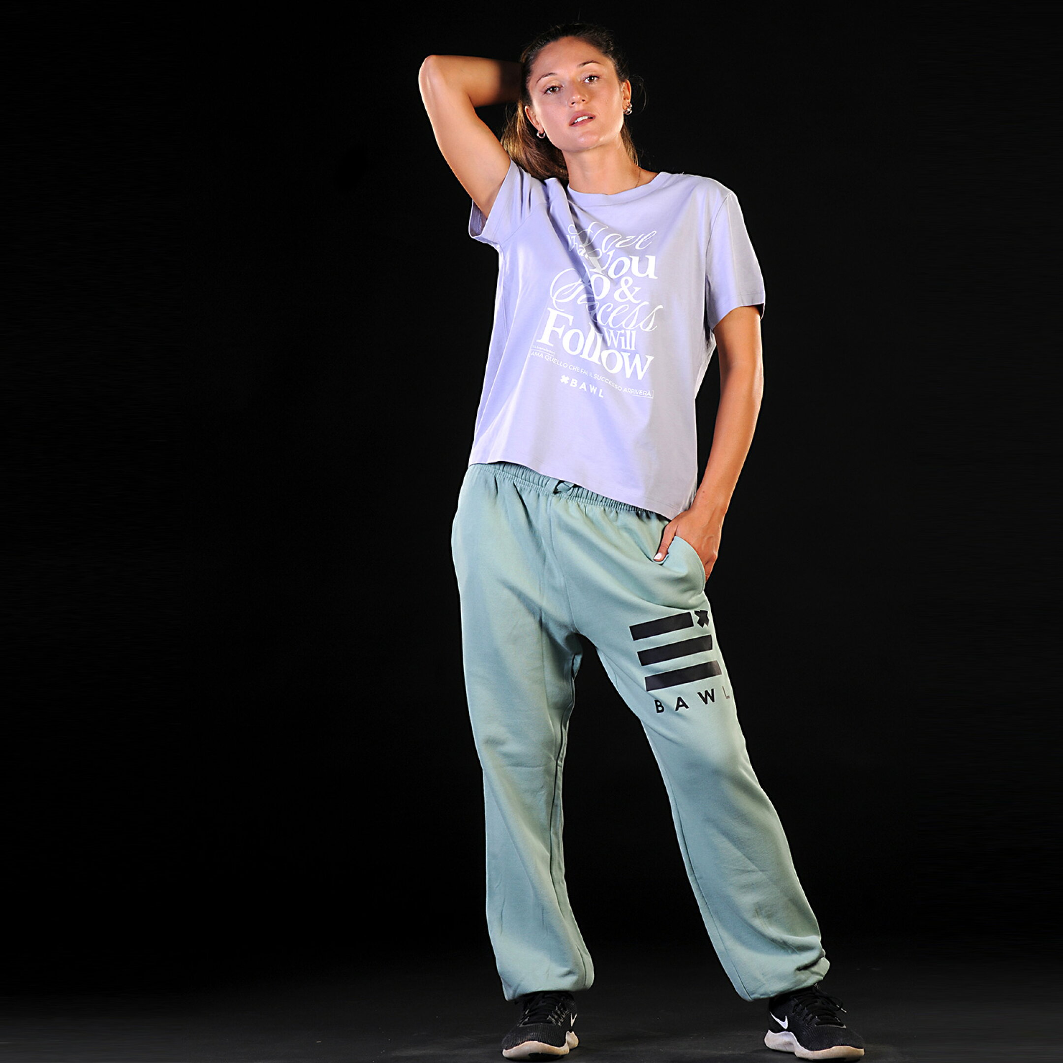 BAWL レディース カーゴパンツ モードデザイン スポーティー 動きやすい フィットネスウェア