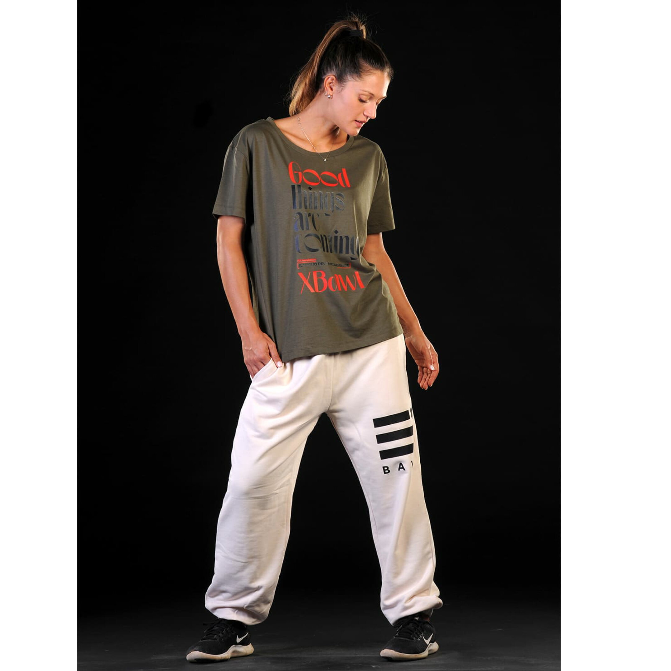 BAWL レディース モードTシャツ スポーツウェア トレーニング ヨガ ストリートスタイル