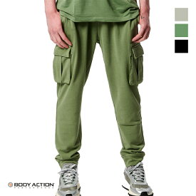 アウトレット BODY ACTION ボディアクション NATURAL DYE カーゴパンツ BLACK ブラック GRAY グレー OLIVE オリーブ Sサイズ Mサイズ Lサイズ XLサイズ スポーツミックス ユニセックス 男女兼用