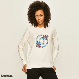 アウトレット Desigual デシグアル 刺繍ロゴ クルーネック スウェット WHITE Sサイズ Mサイズ