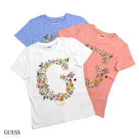 GUESS ゲス 花柄 刺繍 Tシャツ LIGHT BLUE PINK WHITE Sサイズ Mサイズ