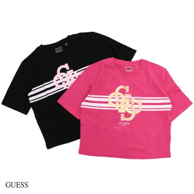 GUESS ゲス ボーダーロゴ TシャツT-TEE SHIRT 4G SS BLACK FUCHSIA Sサイズ Mサイズ