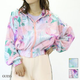 アウトレット GUESS ゲス CARLIE タイダイ柄 ジップアップ フード ジャケット BLUE PINK Sサイズ