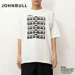JOHNBULL ジョンブル 正規品 PEANUTS ALIGNS シャツ 半袖 ピーナッツ スヌーピー エクササイズ フィットネス ジム スポーツ ダンス ヨガ ウェア ホワイト