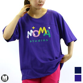 MOMA STUDIOS モマ スタジオロゴ Tシャツ オーバーサイズ NAVY PURPLE ONEサイズ
